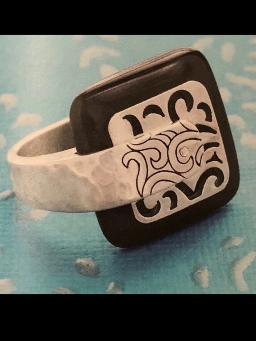 Retired Silpada 925 black agate ring